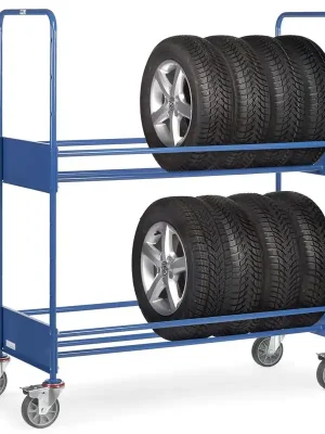 Sonderaktion FECHTEL 870079 Reifenwagen mit 2 Ladeflächen, LxB 1420x600 mm, Außenmaße LxBxH 1540x670x1725 mm RAL 5007 brillantblau