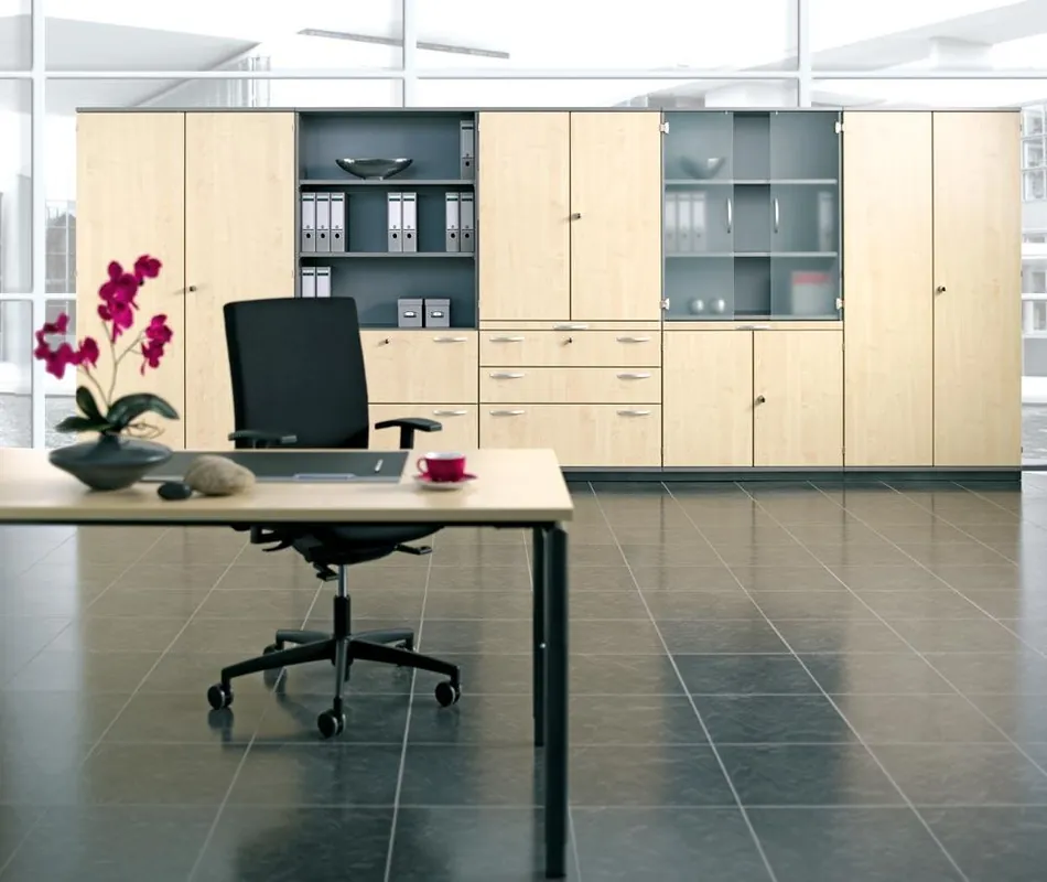 Top-Preis GERAMÖBEL 862710 Büroregal, BxTxH 1200x425x1920 mm, 5 OH, 2x4 Böden, Mitteltrennwand, ahorn