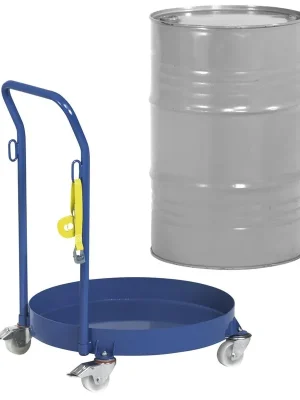 Neue Ware FECHTEL 843853 Fassroller für 200-l-Fässer, geschlossene Stahlblechwanne öldicht, Schiebebügel, Traglast 250 kg, RAL 5007 brillantblau