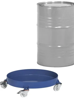 Aktuell FECHTEL 843852 Fassroller für 200-l-Fässer, geschlossene Stahlblechwanne öldicht, Traglast 250 kg, RAL 5007 brillantblau