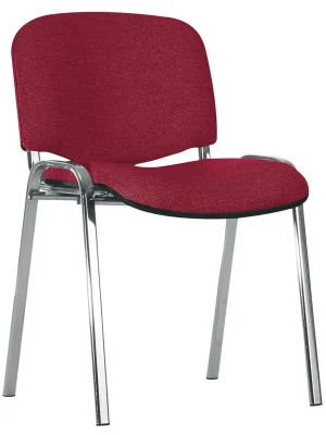 NOWY STYL GMBH 851838 Stapelstuhl, Ovalrohrgestell verchromt, Sitz-/Rückenpolster bordeaux, Rückenabdeckung Kunststoff schwarz, VE 4 Stück Nur Für Kurze Zeit