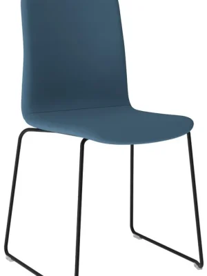 NOWY STYL GMBH 6480054 Besucherstuhl, gepolstert mit Holzkern, blau, ohne Arml., Kufengestell aus Stahl pulverbeschichtet, schwarz Neu