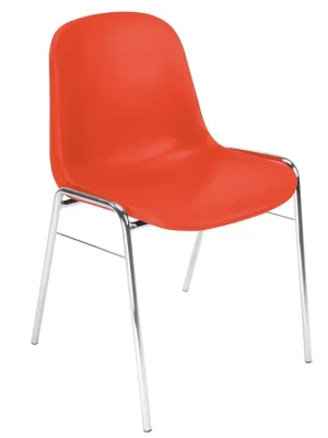 NOWY STYL GMBH 852119 Stapelstuhl, Kunststoffschale geschlossen, orange, Gestell verchromt, Sitz-BxTxH 440x400x475 mm, Gesamthöhe 770 mm, VE 4 Stück Sale