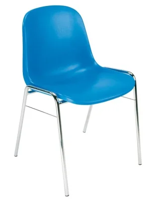 NOWY STYL GMBH 852117 Stapelstuhl, Kunststoffschale geschlossen, blau, Gestell verchromt, Sitz-BxTxH 440x400x475 mm, Gesamthöhe 770 mm, VE 4 Stück Nur Für Kurze Zeit