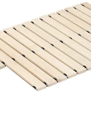 Kracherpreis KLW LUTZ 822828 Holzlaufrost aus abgelagertem Buchenholz, inkl. kunststoffummanteltem Stahlseil und T-Gummipuffern, BxH 1300x36 mm, Gummilagerung: 3-fach