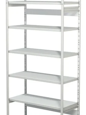 KERKMANN 854426 Steckregal ohne Rückwand, Grundfeld, 7 Fachböden, 6 OH, BxTxH 960x400x2250 mm, lichtgrau Billig