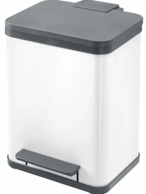 Nur Für Kurze Zeit HAILO-WERK 6042086 Tret-Abfallsammler, Volumen 2x9 l, BxTxH 320x330x430 mm, Gehäuse Stahlblech weiß, Kunststoff-Deckel schwarz mit Soft-Close