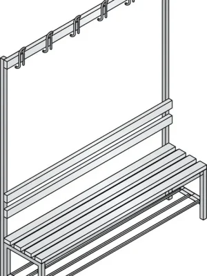 Billig C+P 869084 Garderobenbank, Hartholzleisten, mit Schuhrost, TxH 403x1710 mm, Länge 1960 mm, RAL 7021