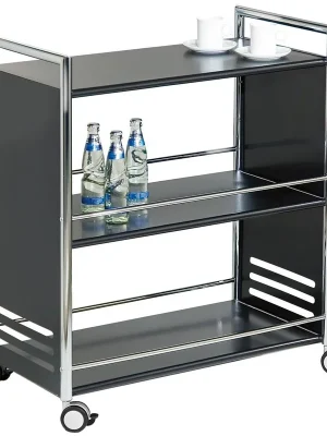 KERKMANN 831048 Servierwagen, LxBxH 700x400x840, 3 Böden, chrom/schwarz Highlight