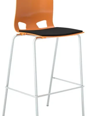 NOWY STYL GMBH 6475858 Barhocker mit Fußstütze, stapelbar, Gestell verchromt, Sitz Kunststoff, mit Polster, orange Letzte Chance