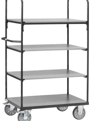 Schnäppchen FECHTEL 6041059 Etagenwagen, 2 offene Wände, 4 Ladeflächen LxB 1200x800 mm, Außenmaße 1369x809x1800 mm, Traglast 600 kg, RAL 7016 anthrazit