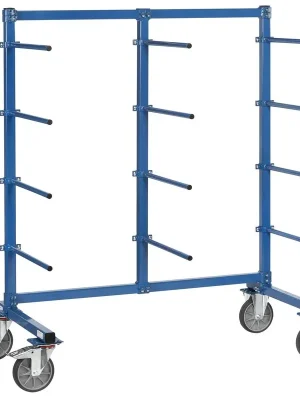 FECHTEL 1987302 Tragarmwagen, einseitig, 12 Tragarme, Nutzlänge 600 mm, Außenmaße LxBxH 1800x800x1807 mm, Traglast 500 kg, RAL 5007 brillantblau Online Kaufen