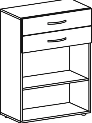 Geprüft GERAMÖBEL 859990 Büroregal, BxTxH 800x420x1104 mm, 3 OH, 2 Schubladen, 1 Boden, Justierfüße, buche