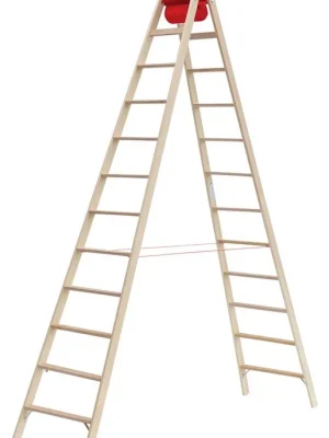 HYMER 6048761 Holz - Stufenstehleiter 2 x 8 Stufen Arbeitshöhe 3,05 m Günstig