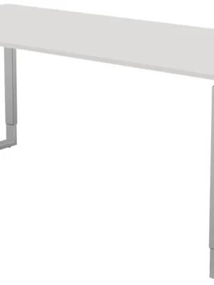 Garantierte Lieferung KERKMANN 6019701 Schreibtisch, BxTxH 1800x800x680-820 mm, Kufen-Gestell alusilber, Schwebeplatte weiß, inkl. Kabelkanal
