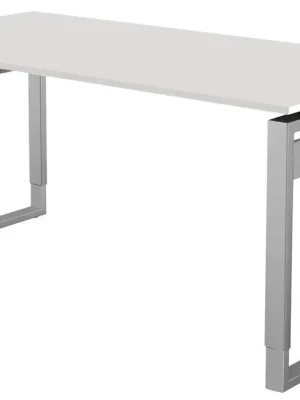 KERKMANN 6019697 Schreibtisch, BxTxH 1600x800x680-820 mm, Kufen-Gestell alusilber, Schwebeplatte weiß, inkl. Kabelkanal Jetzt Kaufen