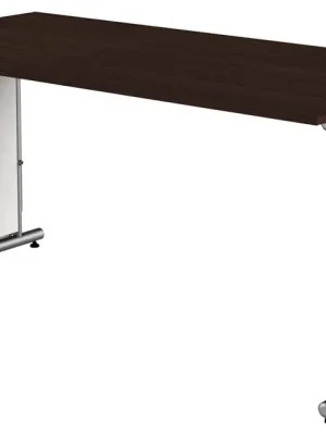 KERKMANN 6019662 Schreibtisch, BxTxH 1600x800x680-820 mm, C-Fuß-Gestell alusilber, Platte wenge, inkl. Kabelkanal Günstig