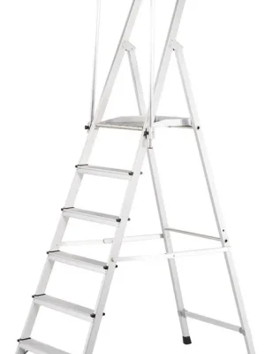 ZARGES 6042401 Plattformleiter mit klappbarem Handlauf, Podesthöhe 1490 mm, 6 Stufen Finale Aktion