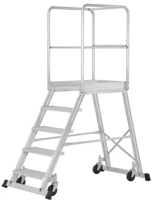 HYMER 1561609 Podesttreppe fahrbar, einseitig begehbar, Podestgröße 600x800 mm, 3 Stufen inkl. Plattform, Standhöhe 730 mm, Gewicht 30,2 kg Top-Preis