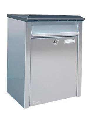 BOBI 878649 Briefkasten aus V2A mit Kunststoffdeckel, Wandbefestigung inkl. Befestigunsmaterilal, BxTxH 320x210x400 mm Aktuell