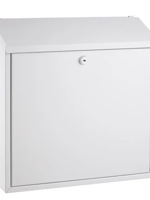 ALCO 810207 Briefkasten, weiß lackiert, BxTxH 360x100x360 mm, Einwurf von oben mit Abdeckung Schnäppchen