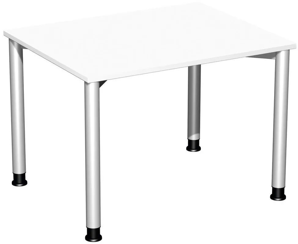 GERAMÖBEL 6421868 Schreibtisch, BxTxH 1000x800x680-800 mm, höhenverstellbar, Platte weiß, Rundrohrgestell silber Sonderangebot