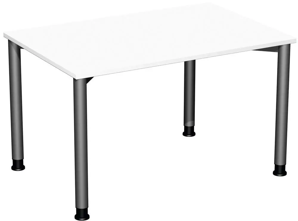 Echt GERAMÖBEL 6421875 Schreibtisch, BxTxH 1200x800x680-800 mm, höhenverstellbar, Platte weiß, Rundrohrgestell anthrazit