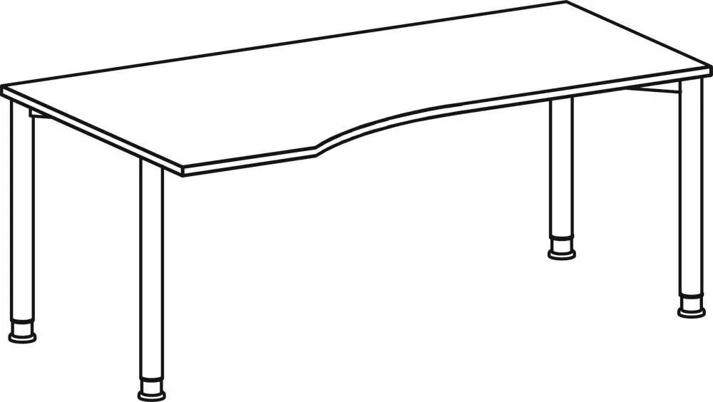 Markenware GERAMÖBEL 859779 PC-Tisch, links, BxTxH 1800x800-1000x680-800 mm, höhenverstellbar, Platte ahorn, Rundrohrgestell silber