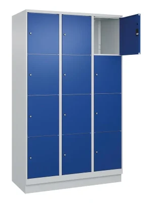 Bestseller C+P 6479324 Fächerschrank, BxTxH 1200x500x1950 mm, 3x4 Fächer, Abt.B 400 mm, Sockel, Schloss, glatte Türen, RAL 7035/5010