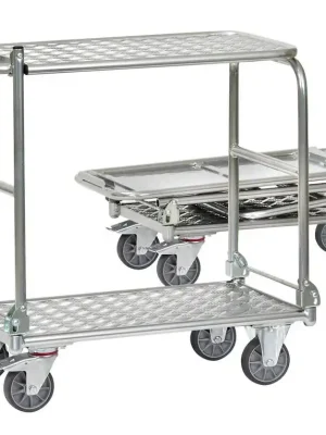 FECHTEL 1987276 Alu-Klappwagen, 2 Ladeflächen LxB 900x600 mm, Außenmaße LxBxH 1080x620x930 mm, Traglast 200 kg Sonderaktion