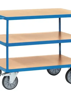 FECHTEL 843521 Tischwagen, 3 Ladeflächen LxB 1200x800 mm, Außenmaße LxBxH 1397x809x900 mm, Traglast 600 kg, RAL 5007 brillantblau Online Kaufen