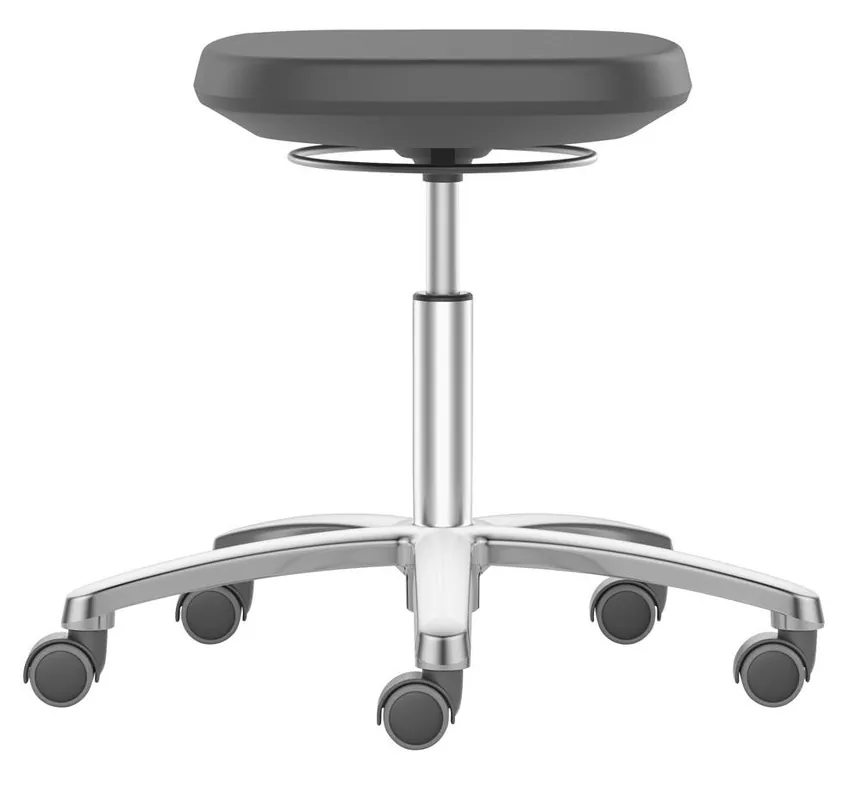 INTERSTUHL 6042522 Drehhocker mit Gaslift verchromt, Rollen, Sitzflächeaus Integralschaum, Sitz Höhe 450-650 mm, schwarz Nur Für Kurze Zeit