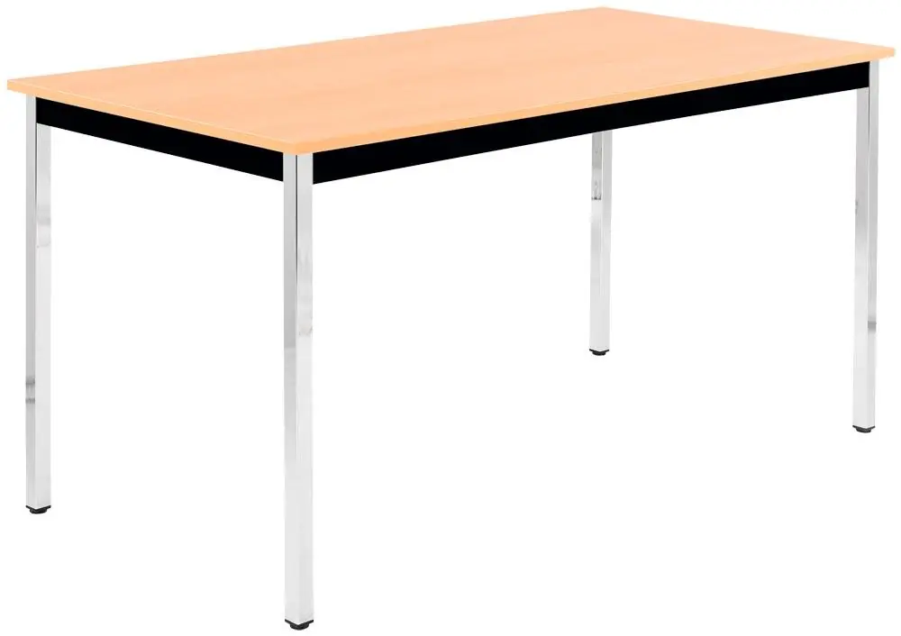 Versand Am Gleichen Tag BMV 6476353 Besprechungstisch, BxTxH 1400x700x740 mm, Vierkantrohrgestell, chrom, Tischplatte 25 mm, buche