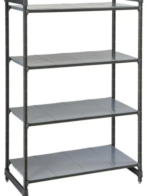 Letzte Chance CAMBRO 6409236 Kunststoffregal, Grundfeld, 4 geschlossene Auflagen, BxTxH 765x540x1830 mm, Farbe graphit
