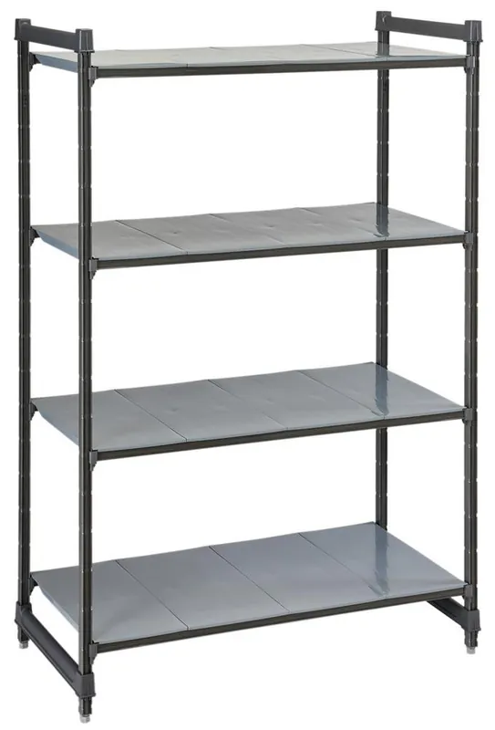 Letzte Chance CAMBRO 6409236 Kunststoffregal, Grundfeld, 4 geschlossene Auflagen, BxTxH 765x540x1830 mm, Farbe graphit