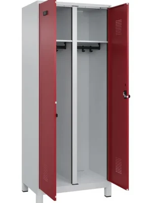 Beliebt C+P 6479085 Garderobenschrank, paarw. zuein. schlagende Türen, BxTxH 800x500x1950 mm, 2 Abteile, 1 Nutzer, Abt.B 400 mm, Füße, Drehriegel, Farbwahl