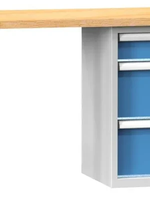 Online Kaufen POLAK CZ S.R.O. 6423888 Werkbank, BxTxH 1500x700x880mm, 1 Fuß, 1 Schubladenblock, 3 Schubladen 1x150, 2x300 mm, Traglast 1100 kg, RAL 7035/5012