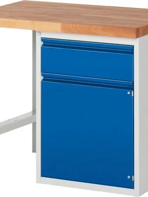 Begrenztes Angebot RAU 1978811 Werkbank, BxTxH 1000x700x840 mm, Platte Buche 40 mm, 1 Schublade 180 mm, 1 Tür 540 mm, 1 Fachboden, RAL 7035/5010