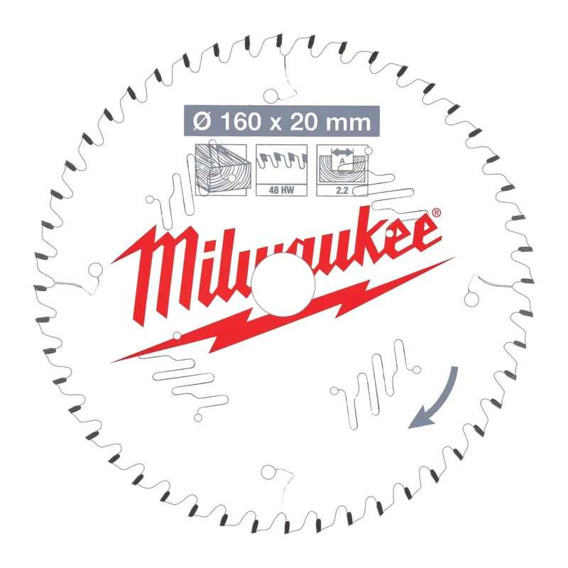 Neue Ware Milwaukee 4932471291 Kreissägeblatt, 160/20 mm Z48 Wechselzahn, für Holz