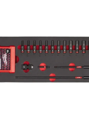 Aktuell Milwaukee 4932493386 1/4" SHOCKWAVE Schlagnüsse lang Einlage 17-teilige Einlage für Werkstattwagen 78 cm