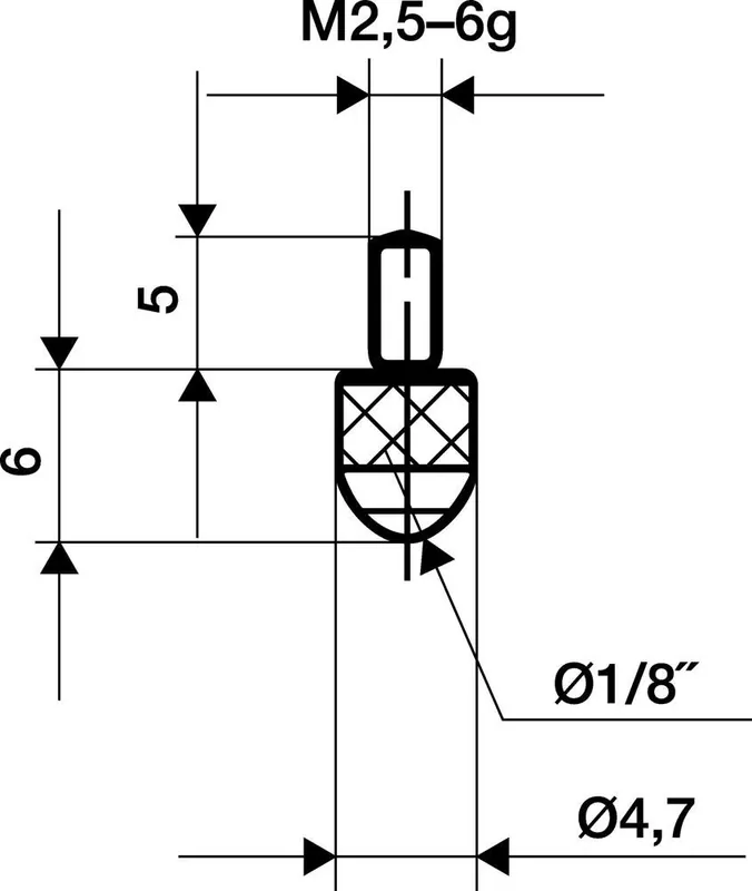 Käfer 6015725 Messeinsatz Ø 4,8 mm plan M2,5 Stahl passend zu Messuhren Geprüft