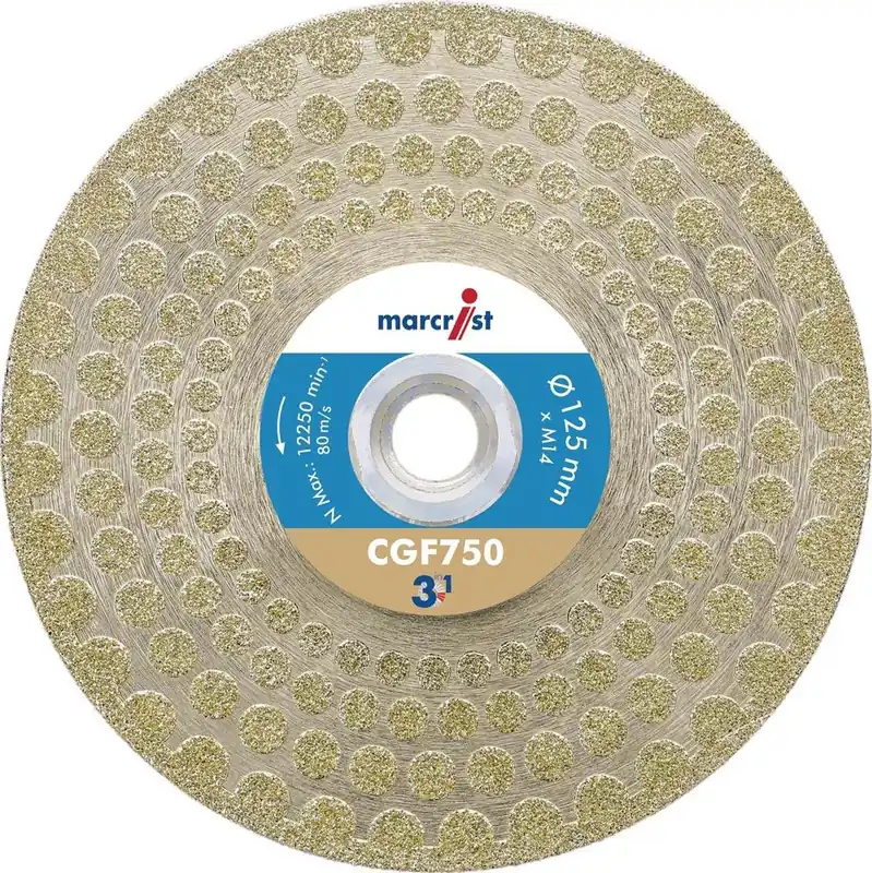 marcrist 6483368 Diamanttrenn-/Schleifscheibe CGF750 Ø 125 mm Aufnahme M14 Segmenthöhe 68,5 mm Segmentstärke 2,8 mm Winkelschleifer Abverkauf