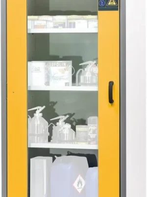 Aktuell Schrank Q-Classic-30 Fenster 1Tür 3FB,Gelb | mit Sichtfenster, Anschlag links | 864x620x1947 mm | 1771710
