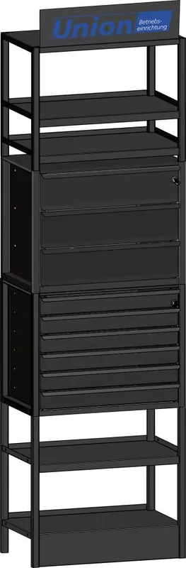 Solange Der Vorrat Reicht UNION C-Teile Modulturm 64 Böden, 9 Schubladen abschließbar, RAL 7016 UNION Beschriftungsschild | Modulturm 6 | 4 Böden, 9 Schubladen (6x Höhe 65, 3x 110 mm) | 1769689