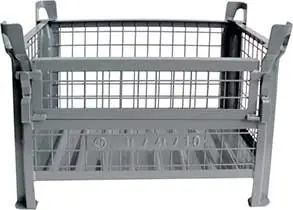 Gitterbehälter RAL7005 B1200xT800xH600 mm Nutzlast 1t Auflast 4t 1/2 Klappe | lackiert in RAL 7005 grau | mit 1/2 Klappe | 1060x660 mm | 1235x835 mm | 1200x800 mm | 1778245 Versand Am Gleichen Tag