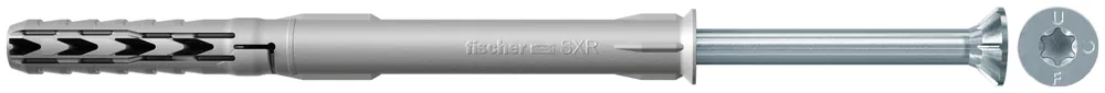 Fischer Langschaftdübel SXR 8x120 T | Nylon | Galvanisch verzinkter Stahl | 8 mm | TX30 | Innenstern TX | 120 mm | 50 C62 | 1145585 Highlight