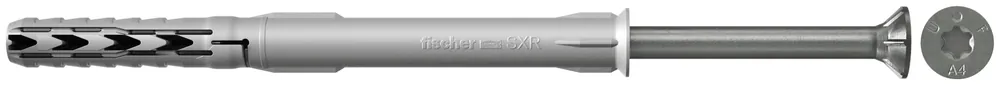 Abverkauf Fischer Langschaftdübel SXR 10x200 T R | Nylon | Nicht rostender Stahl | 10 mm | Innenstern TX | TX40 | 200 mm | 50 C62 | 1144395