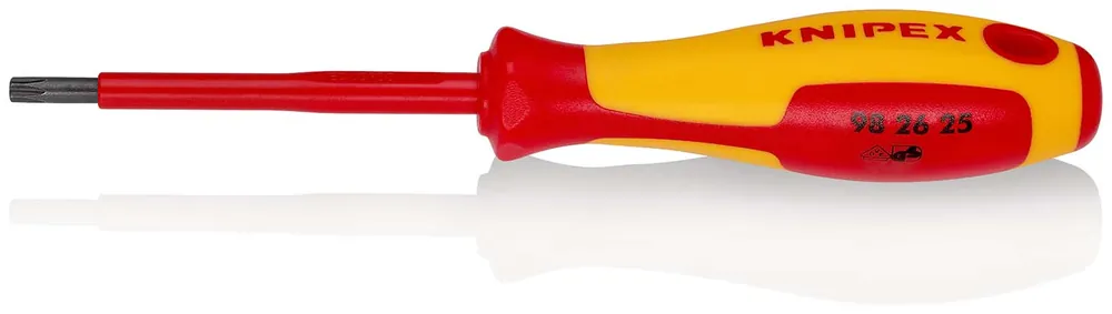 Neuheit KNIPEX Schraubendreher für Torx®-Schrauben isolierender Mehrkomponenten-Griff, VDE-geprüft brüniert 185 mm | 80 mm | 107 mm | 185 mm | TX25 mm | 15 mm | 1167438