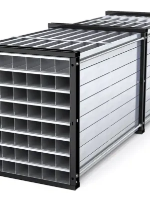 Neue Kollektion RR Industrietechnik Wabenregal Typ RWR-81/3 RAL 3000 | 81 ( 9x9) | Rahmen RAL 3000 feuerrot | 1000x3000x1000 mm | 130200172
