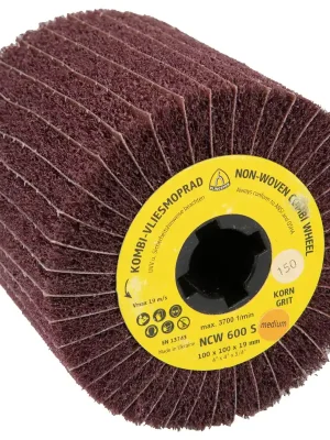 Abverkauf Klingspor NCW 600 S Vliesmopräder Kombination, 110 x 100 x 19 mm Korn 150 Medium | 100 mm | 110 mm | 1 Stück | 19 mm | 150 | 3300 U/min U/min | Medium | 120 | KLI320248